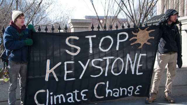 "stop keystone climate change" sign