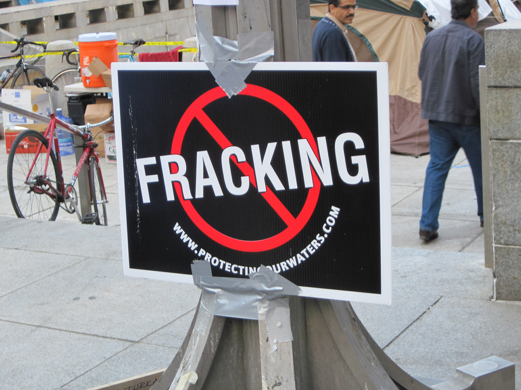 a no-fracking sign