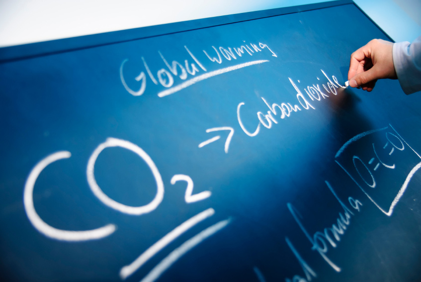 global warming on chalkboard