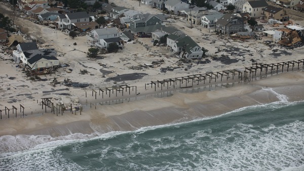 Damaged homes along New Jersey shore after Hurricane Sandy.