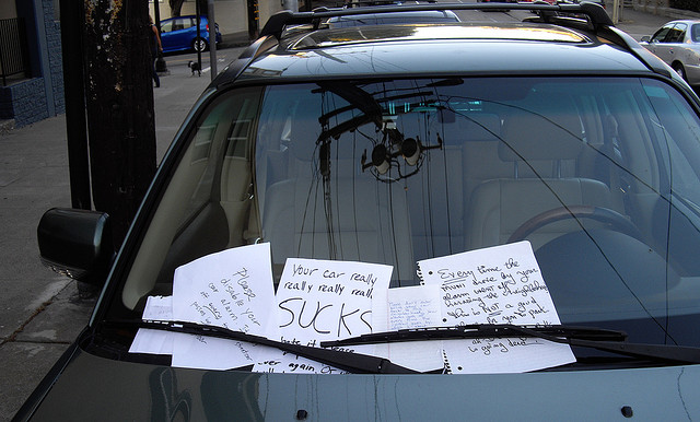 angry notes on car