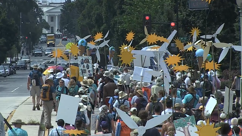 a crowd of protesters