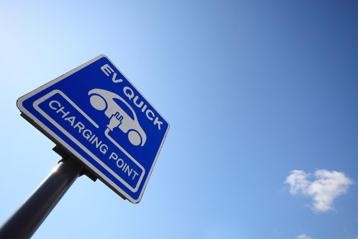 "EV quick charging post" sign