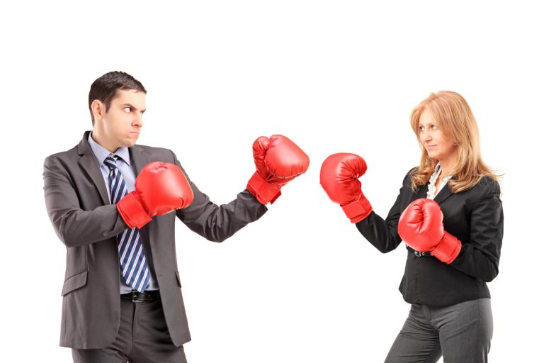 man and woman boxing