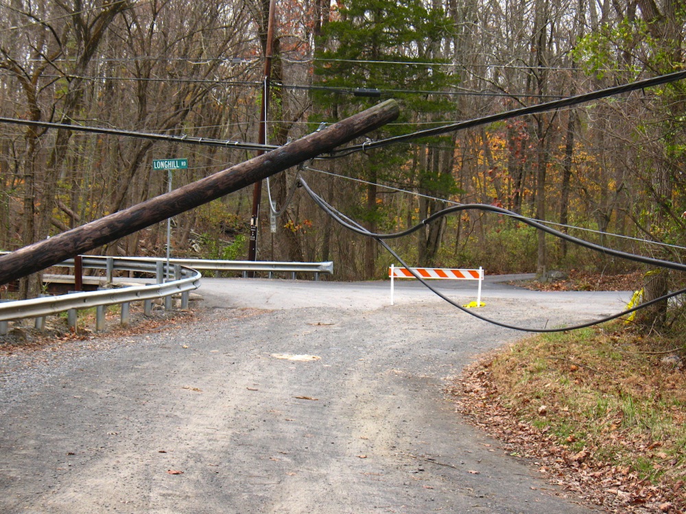 Power pole felled by Superstorm Sandy
