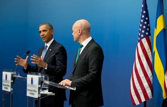 President Barack Obama and Swedish Prime Minister Fredrik Reinfeldt participate in a joint press conference at Rosenbad in Stockholm, Sweden, Sept. 4, 2013.
