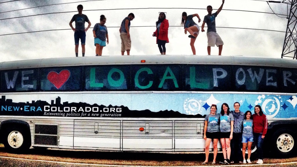 activists on "local power" bus