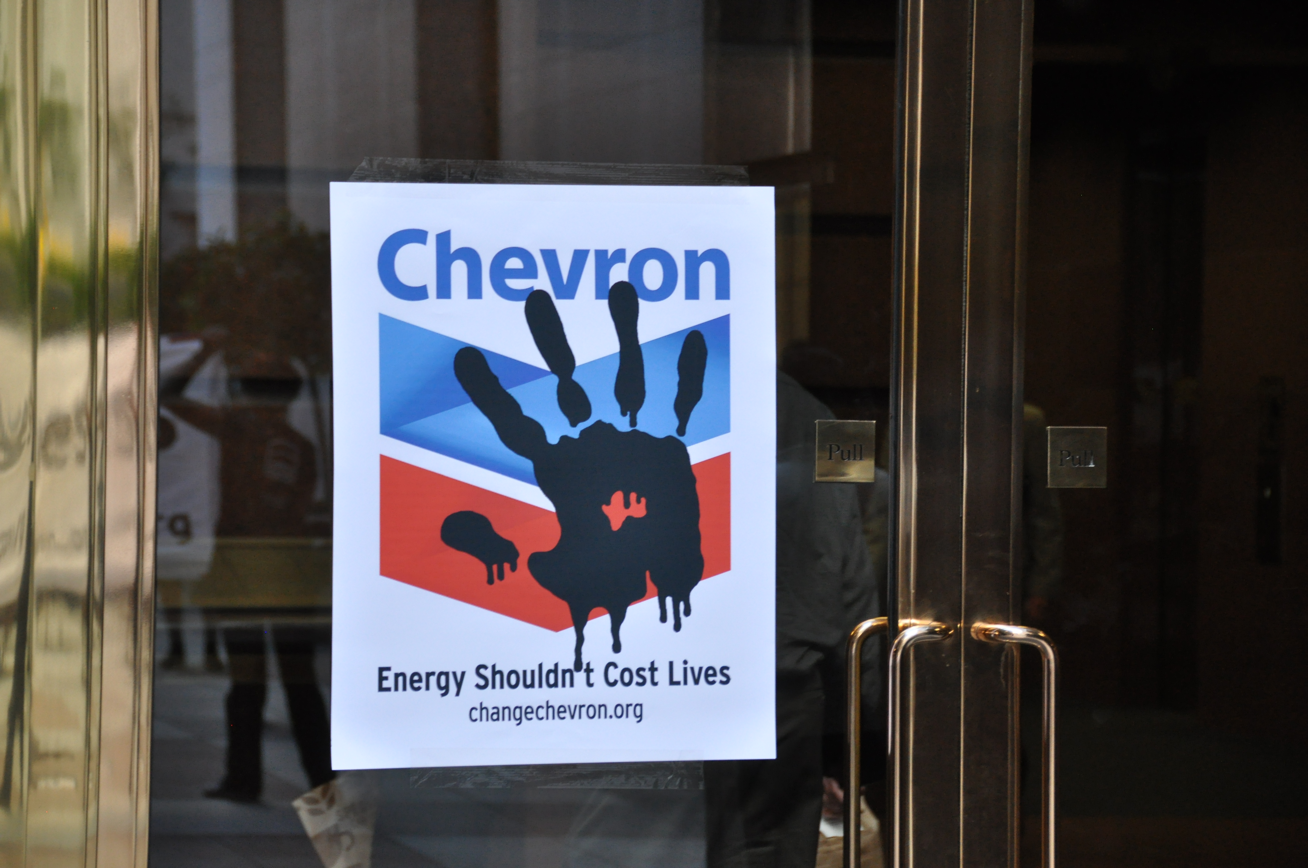 Chevron protest sign