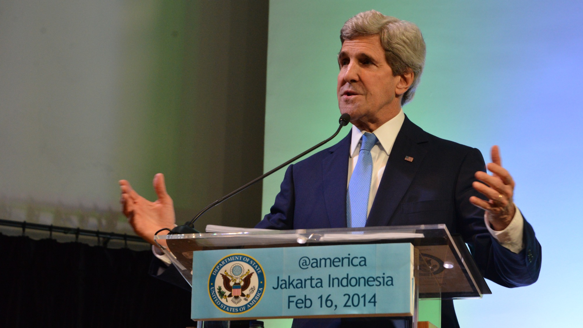 John Kerry speaks in Indonesia