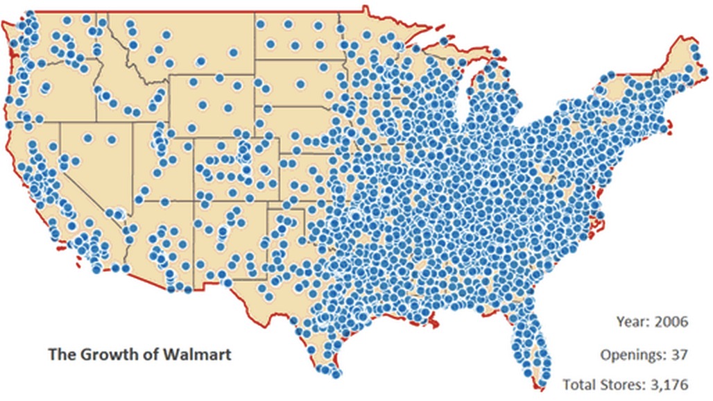 Map Walmart Stores America 