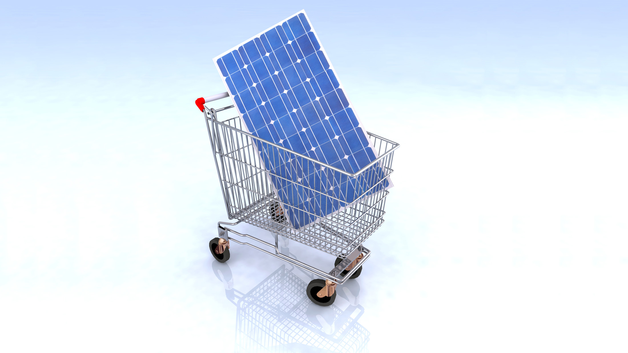 solar panel in a shopping cart