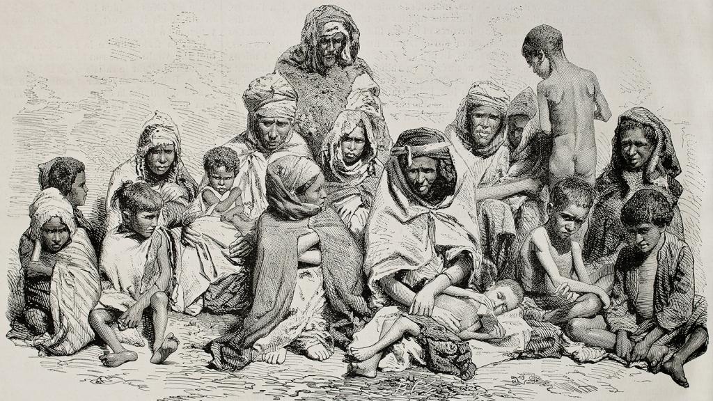 a crowd of poor people