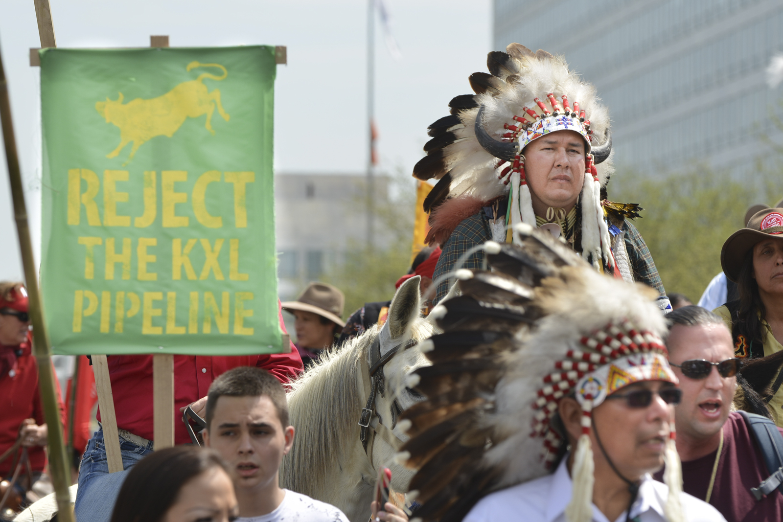 Keystone protest with Native American