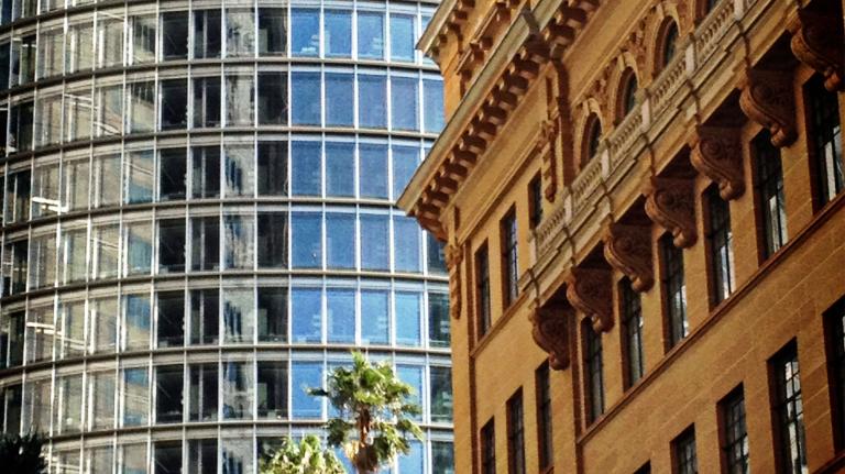 old building and new building