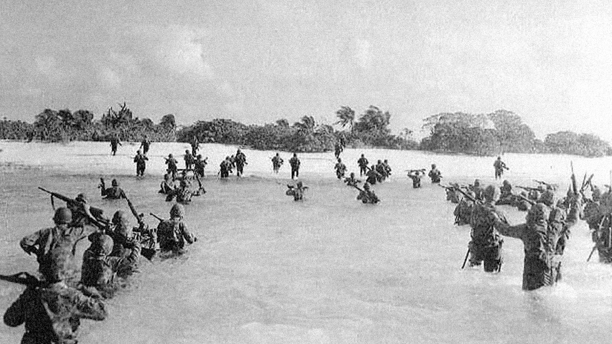 US Marines landing on Eniwetok, Marshall Islands, 17 Feb 1944
