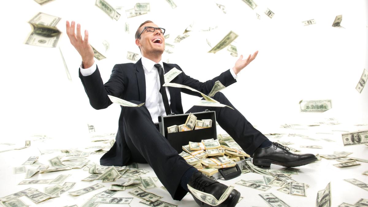 man throwing money