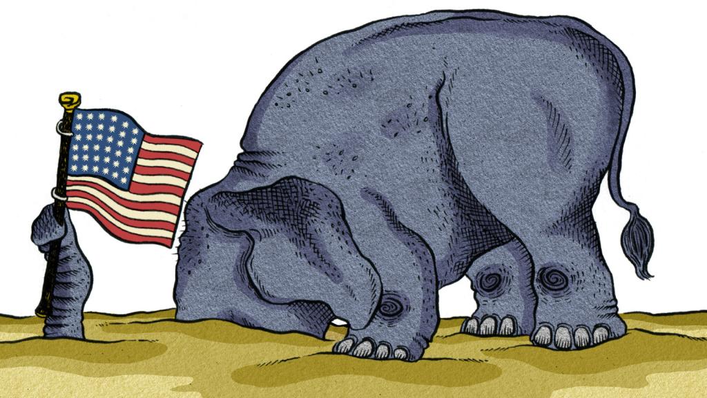 elephant with head in sand