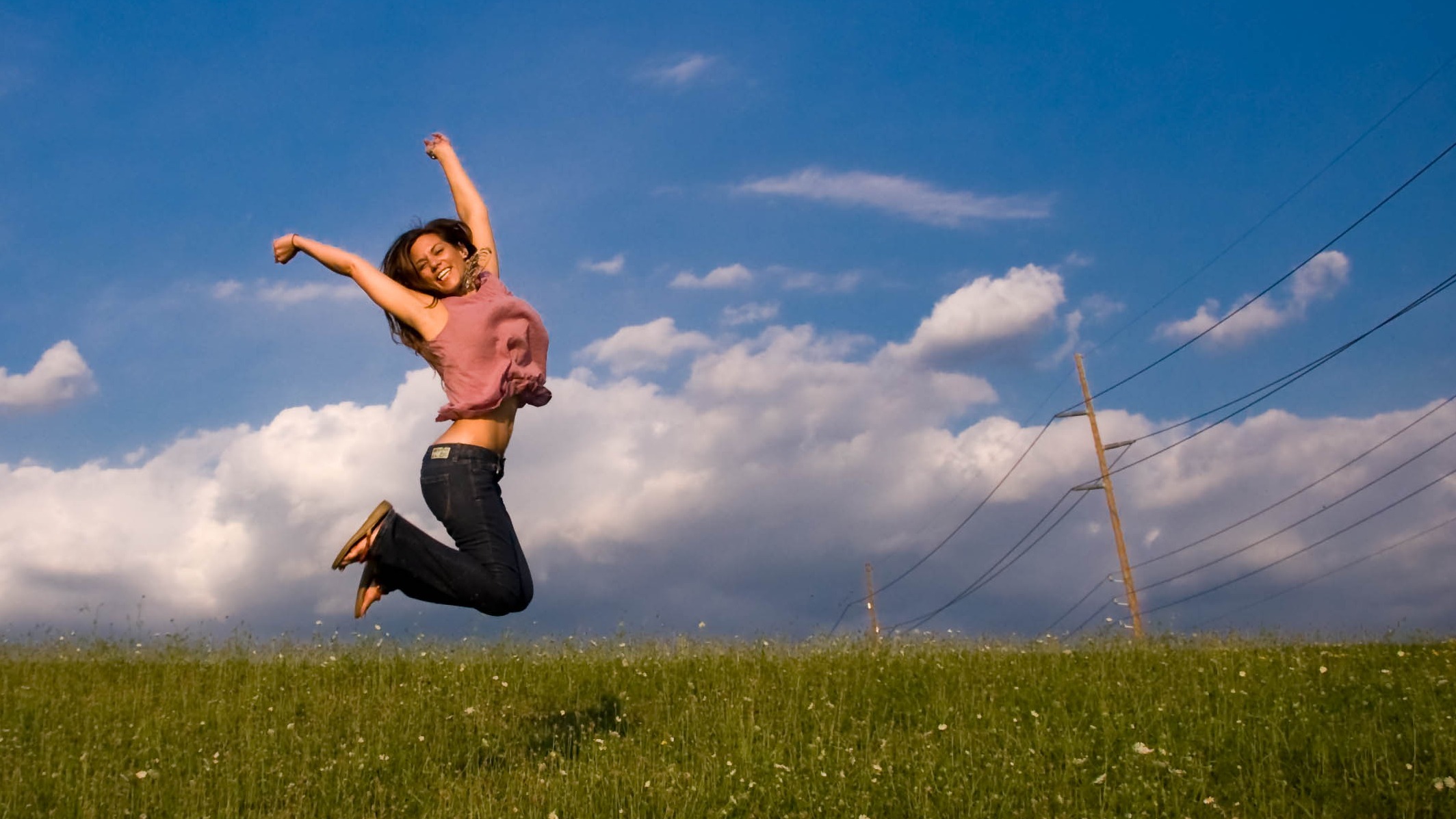 woman jumping for joy