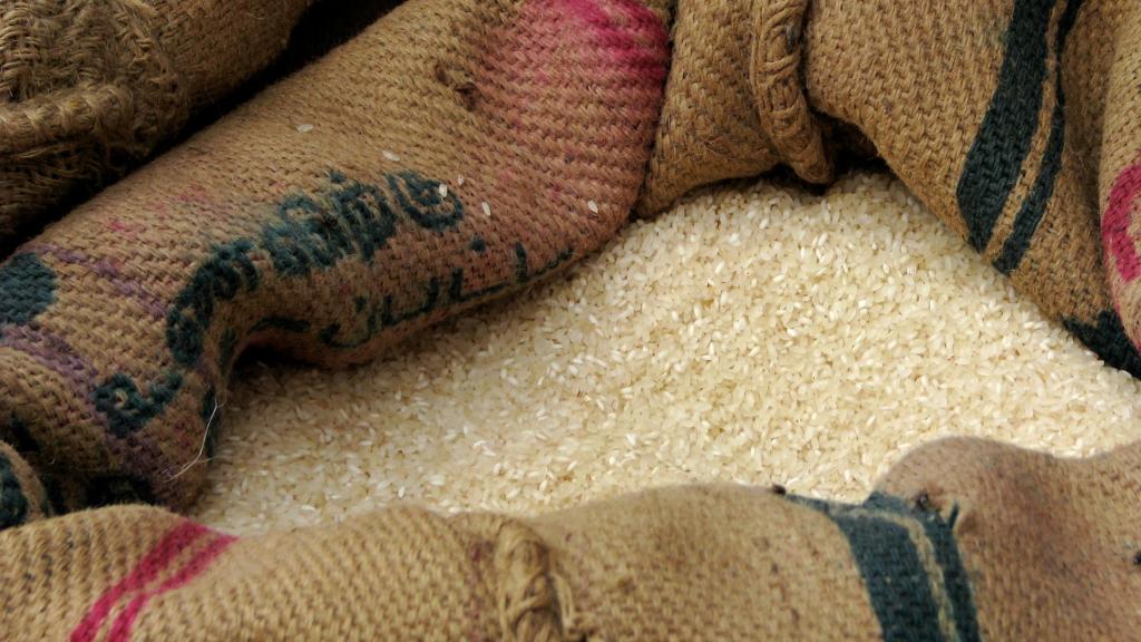 rice in burlap sack