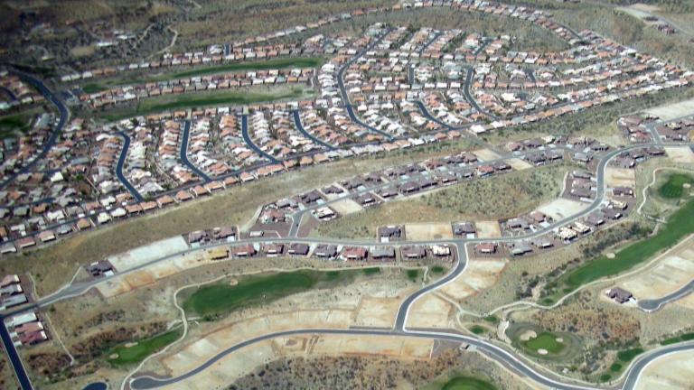 aerial view of suburbs