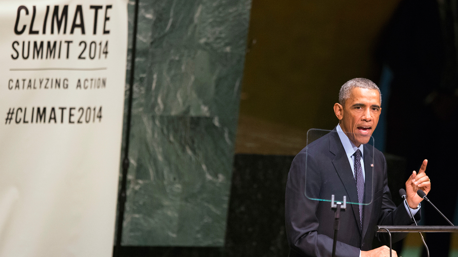 U.S. President Barack Obama speaks during the Climate Summit at the U.N. headquarters in New York September 23, 2014.