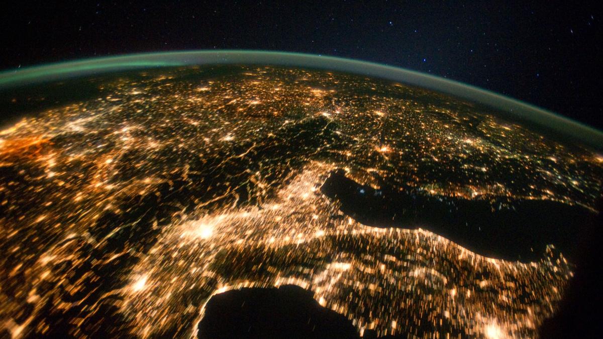 earth at night from space