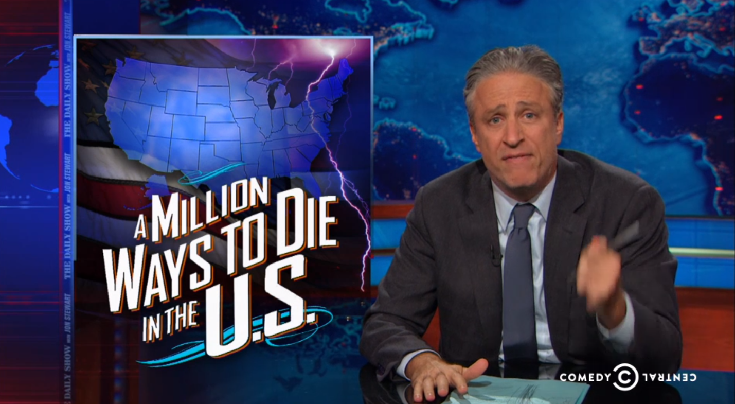 Jon Stewart reminds us it's climate change that'll kill us, not Ebola