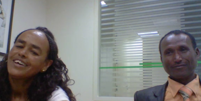 Birtukan and Dadi Buta on Skype at Oxfam America