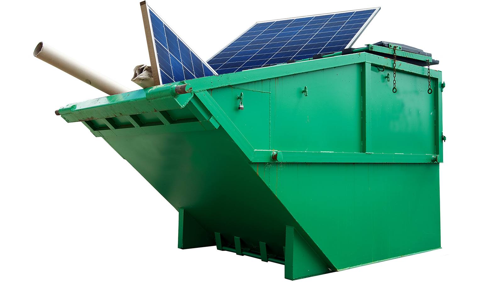 Solar panels in dumpster