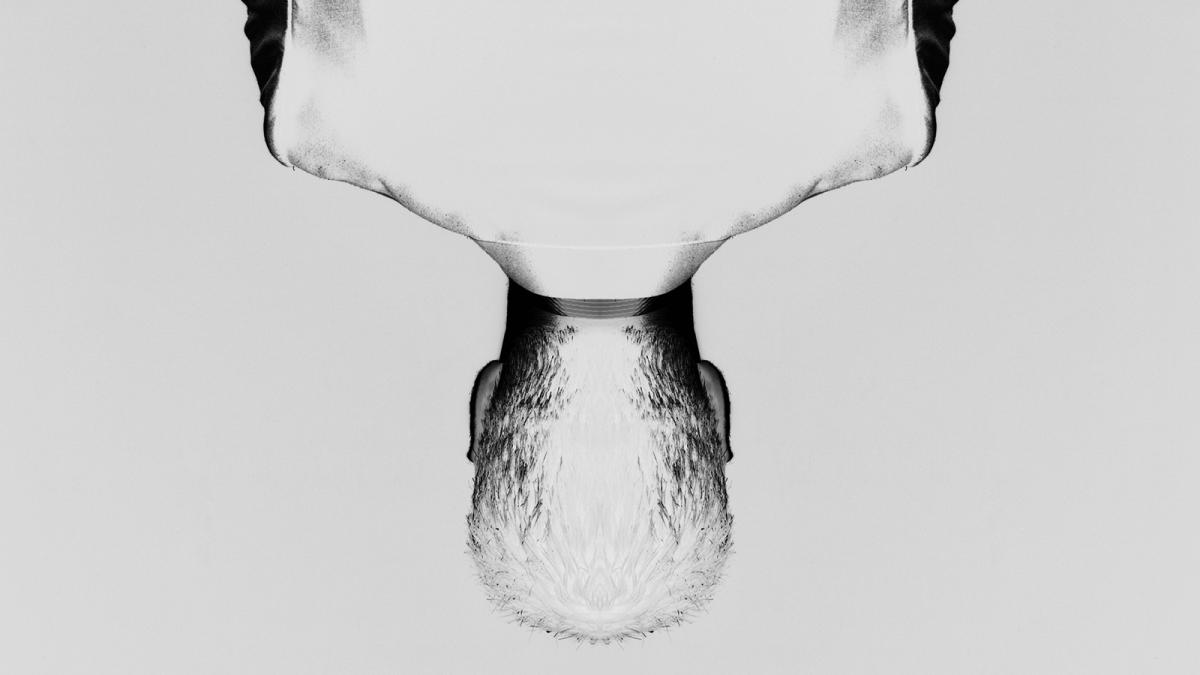 upside-down man with inverted colors