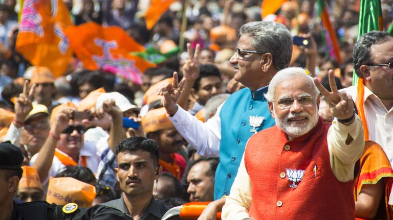 Narendra Modi and crowd