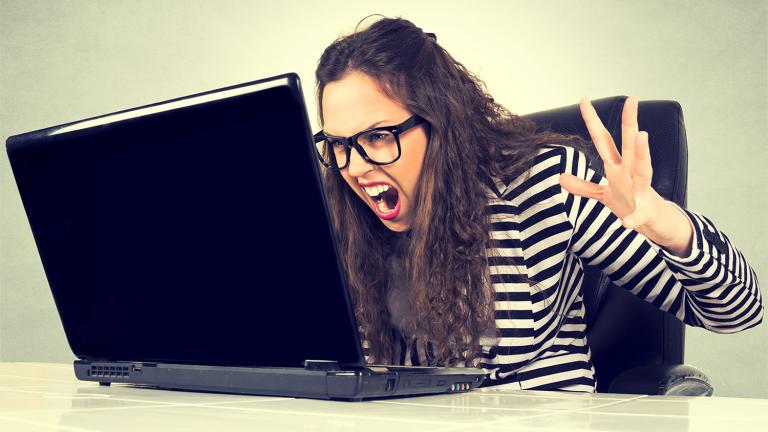 Selective focus on the angry businesswoman