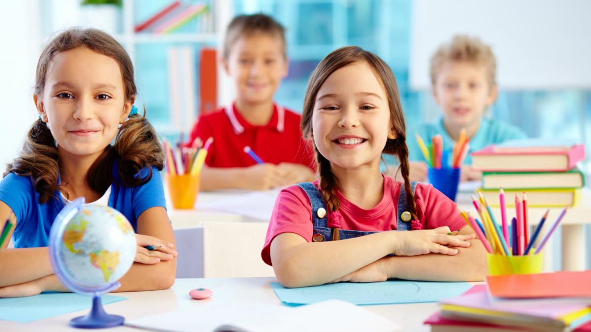 happy kids in classroom