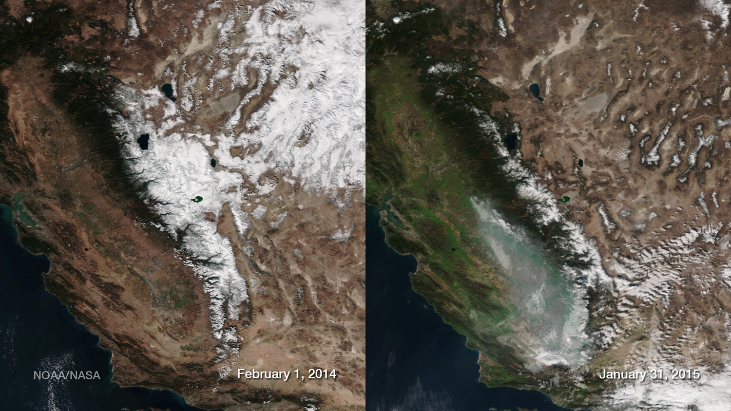 Sierra Nevada Snowpack Comparison 2014 - 2015