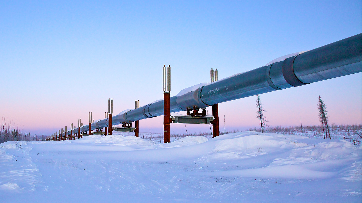 oil pipeline with snow