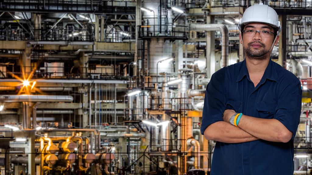 Worker at an oil refinery