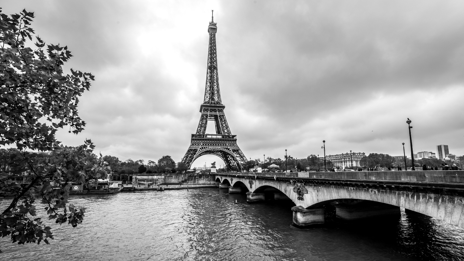 Eiffel Tower and clouds