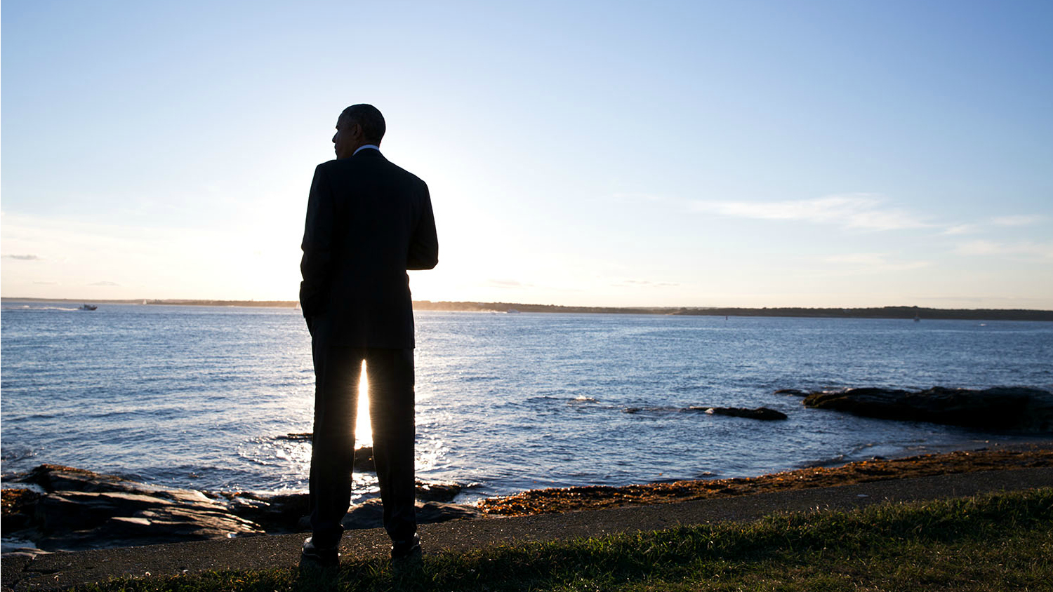 Obama on coastline