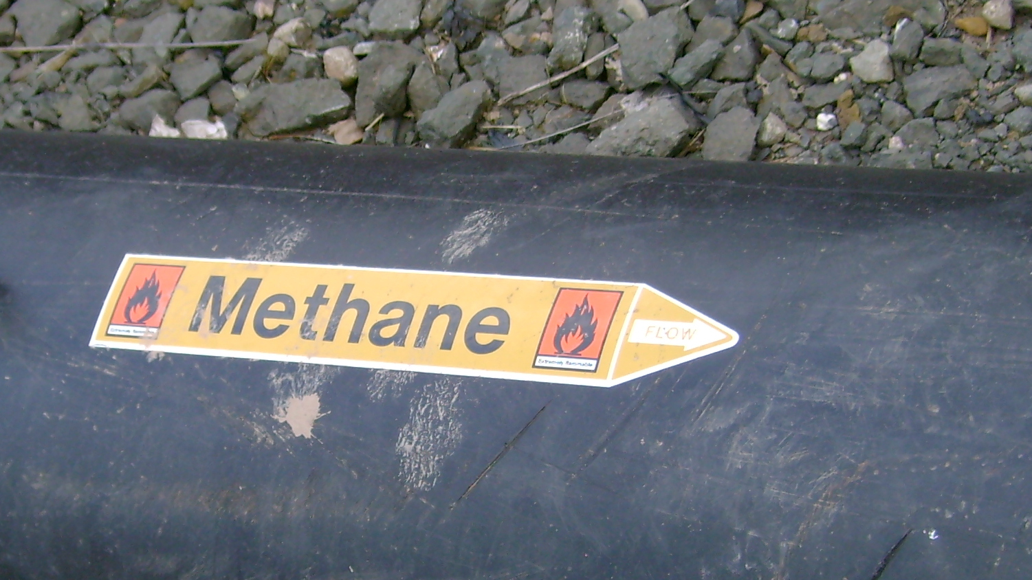 methane sticker on pipeline