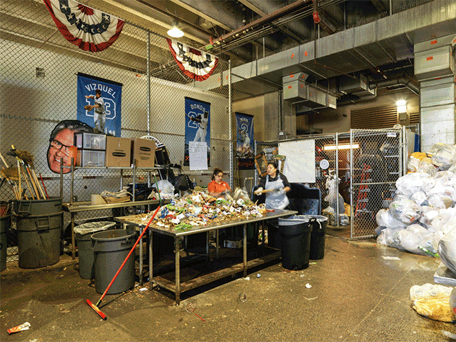The dirty work of going green: inside the recycling center at the San Francisco Giants' AT&T Park.