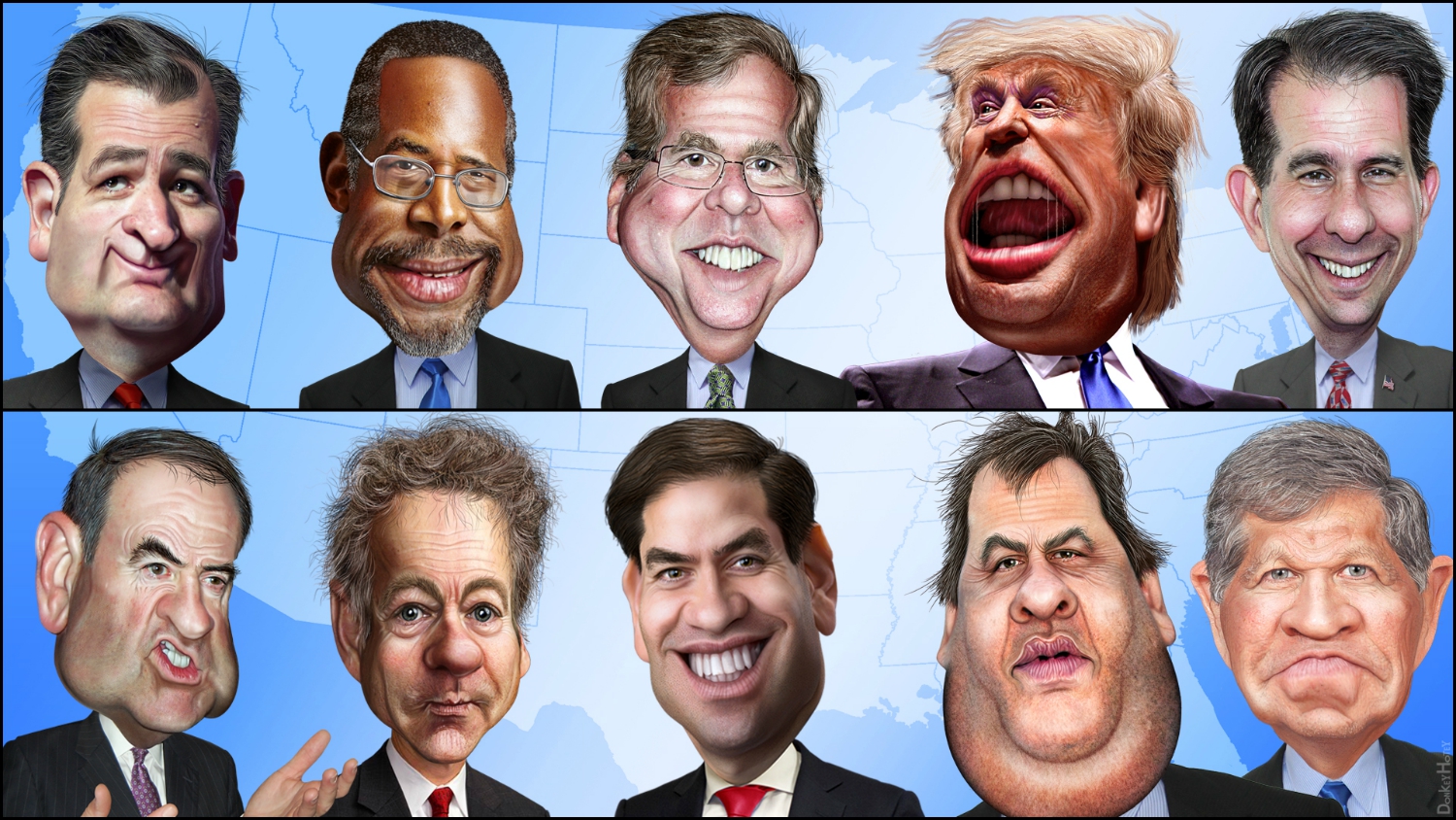 cartoon of GOP presidential candidates