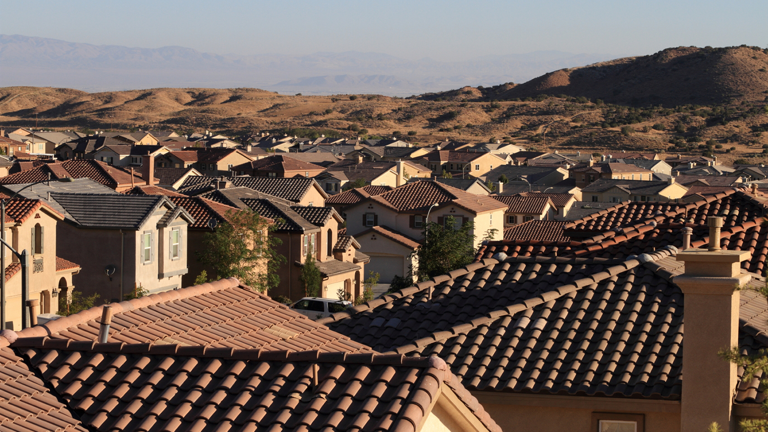 California suburb rooftops