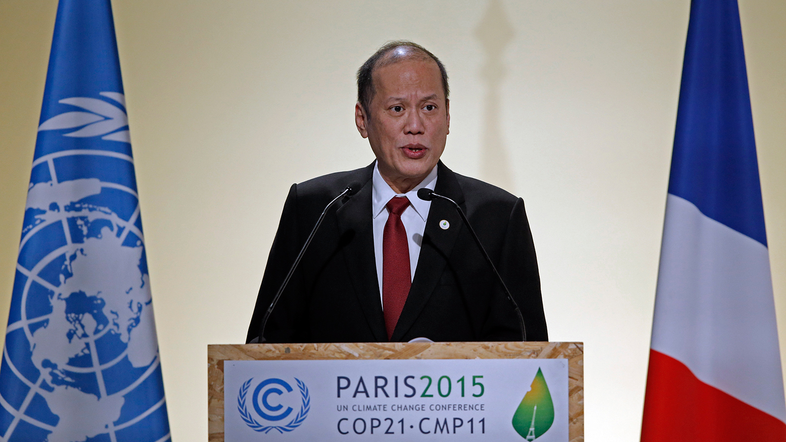 Philippine's President Benigno Aquino delivers a speech during the opening session of the World Climate Change Conference 2015 (COP21) at Le Bourget, near Paris, France, November 30, 2015.