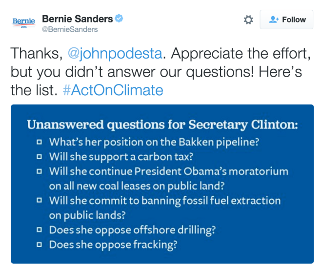 twitter screen shot Bernie Sanders