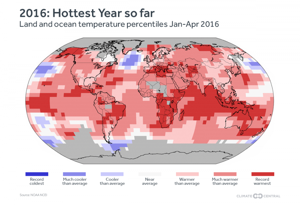 How global temperatures have differed from average so far this year.