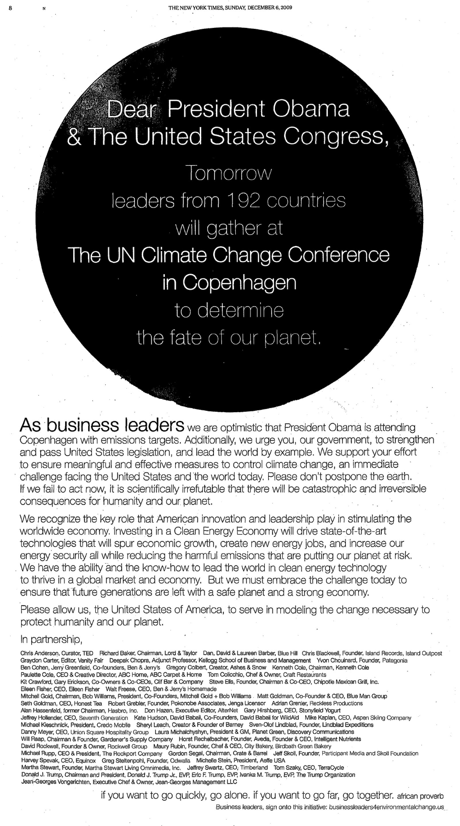 NY Times ad with DJT