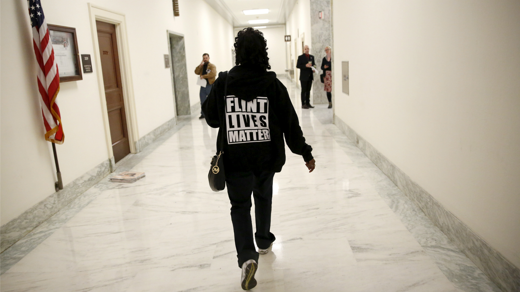 Flint Lives Matter T-shirt wearer