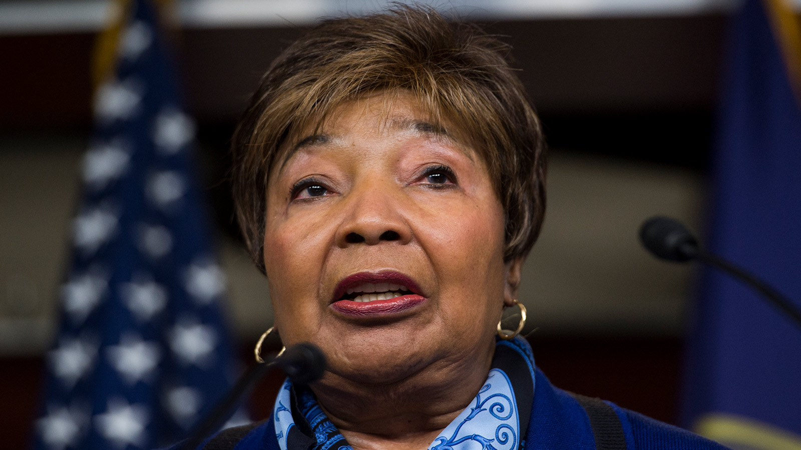 Rep. Eddie Bernice Johnson, D-Texas, participates in the House Democrats' news conference on the Republican budget on Wednesday, April 9, 2014.