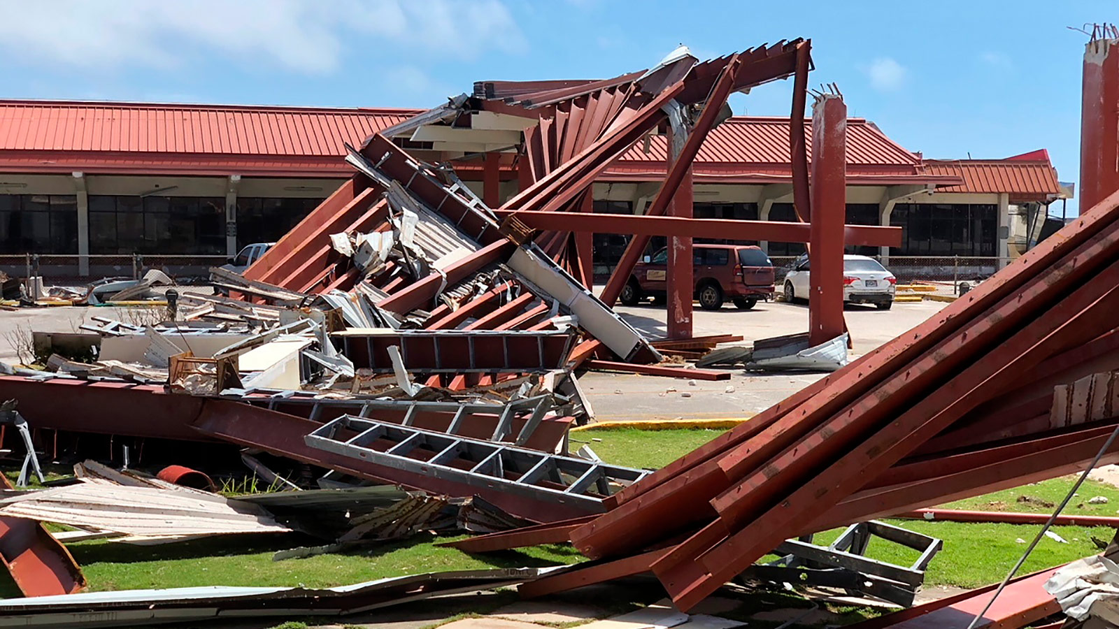Damage at Saipan's airport is shown after Super Typhoon Yutu hit the U.S. Commonwealth of the Northern Mariana Islands, Friday, Oct. 26, 2018, in Garapan, Saipan.