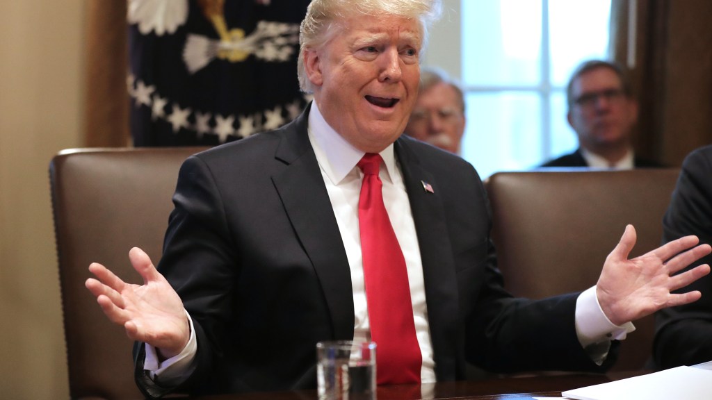 President Trump talks to journalists during a meeting of his Cabinet at the White House on January 02, 2019.